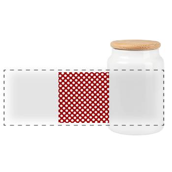 Motif de points à pois rouges sur fond blanc - Boîte à biscuits avec couvercle en bois - blanc - Devant