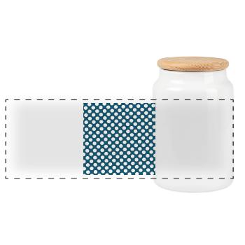 Polka dot blauer Hintergrund Punktemuster blauweiß - Panorama Keksdose mit Holzdeckel - Weiß - Vorne