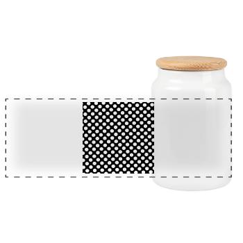Polka dot schwarz weiß Hintergrund Punktemuster - Panorama Keksdose mit Holzdeckel - Weiß - Vorne