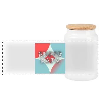 FATHER's DAY. HAPPY BIRTHDAY DAD. DAD. HAPPY BIRTHDAY - Panoramic Cookie Jar with Wooden Lid - white - Front