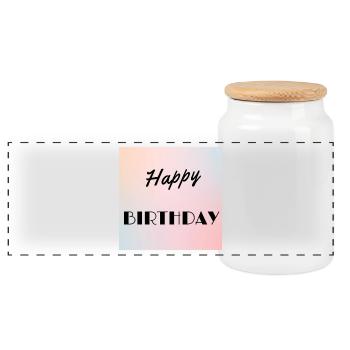 HAPPY BIRTHDAY,HAPPY BIRTHDAY,BIRTHDAY,BIRTHDAY - Panoramic Cookie Jar with Wooden Lid - white - Front