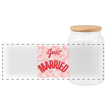 JUST MARRIED,LONG LIVE THE MARIES,EVJF,VALENTINE'S DAY - Panoramic Cookie Jar with Wooden Lid - white - Front