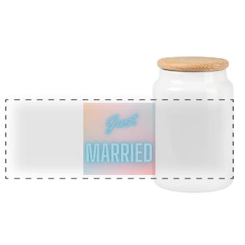 JUST MARRIED,LONG LIVE THE MARIES,EVJF,VALENTINE'S DAY - Panoramic Cookie Jar with Wooden Lid - white - Front