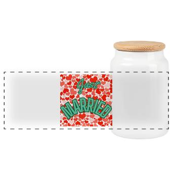 JUST MARRIED,LONG LIVE THE MARIES,EVJF,VALENTINE'S DAY - Panoramic Cookie Jar with Wooden Lid - white - Front