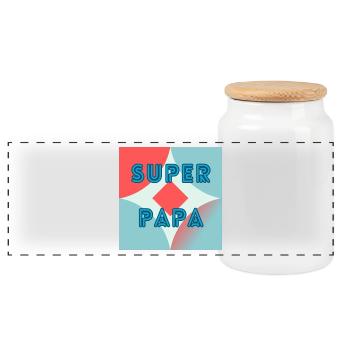 DAD. FATHER's DAY. HAPPY BIRTHDAY DAD. HAPPY BIRTHDAY - Panoramic Cookie Jar with Wooden Lid - white - Front