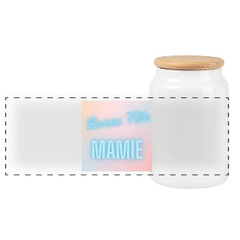 MAMIE. FÊTE DES MÈRES. BONNE FÊTE MAMIE. JE T'AIME - Boîte à biscuits avec couvercle en bois - blanc - Devant