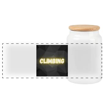 ESCALATION. CLIMB. CLIMBING. ESCALATION. WINNOW. CLIMB - Panoramic Cookie Jar with Wooden Lid - white - Front