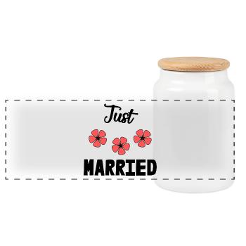 COUPLE. JUST MARRIED. bachelorette party. SAINT VALENTINE. MARIES - Panoramic Cookie Jar with Wooden Lid - white - Front
