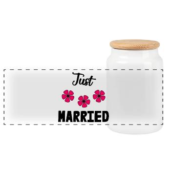JUST MARRIED. EVJF. SAINT VALENTIN - Boîte à biscuits avec couvercle en bois - blanc - Devant
