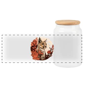 Luchs - Panorama Keksdose mit Holzdeckel - Weiß - Vorne