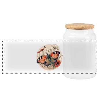 Papillon paon - Boîte à biscuits avec couvercle en bois - blanc - Devant