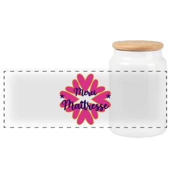 MAÎTRESSE. MERCI. MERCI MAÎTRESSE. PROFESSEUR - Boîte à biscuits avec couvercle en bois - blanc - Devant