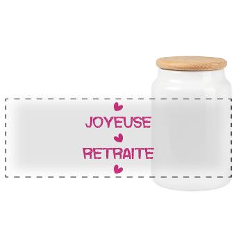 RETRAITE. BONNE RETRAITE. JOYEUSE RETRAITE. - Boîte à biscuits avec couvercle en bois - blanc - Devant