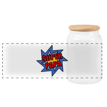 FÊTE DES PÈRES. BONNE FÊTE PAPA. PAPA. BONNE FÊTE - Boîte à biscuits avec couvercle en bois - blanc - Devant