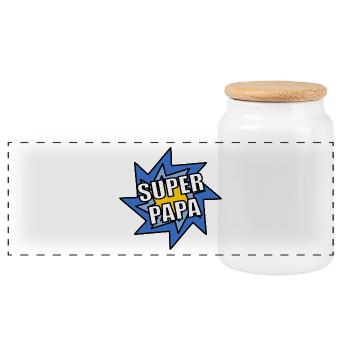 FÊTE DES PÈRES. BONNE FÊTE PAPA. PAPA. BONNE FÊTE - Boîte à biscuits avec couvercle en bois - blanc - Devant