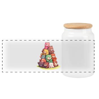 Drôles d’ours en peluche Ours colorés - Boîte à biscuits avec couvercle en bois - blanc - Devant