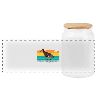 Okapi Natur pur - Panorama Keksdose mit Holzdeckel - Weiß - Vorne