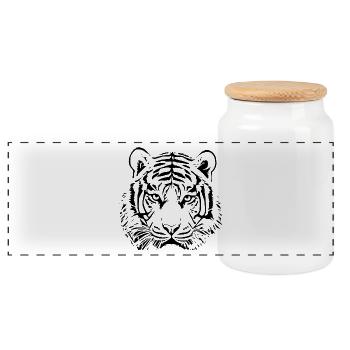 Tigerkopf Katze Tigers - Panorama Keksdose mit Holzdeckel - Weiß - Vorne