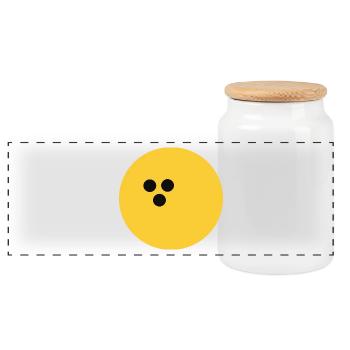 Boule de bowling, jaune de bowling - Boîte à biscuits avec couvercle en bois - blanc - Devant