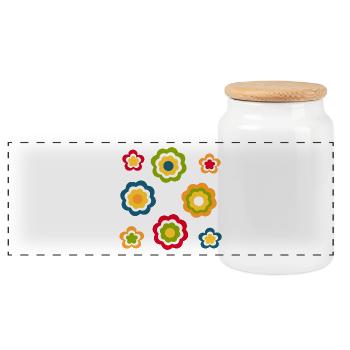 70s Flower Pattern Retro Hippie Festival - Panoramic Cookie Jar with Wooden Lid - white - Front