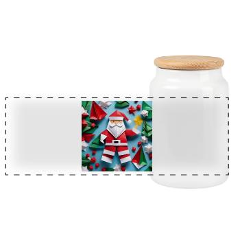 Origami Père Noël - Boîte à biscuits avec couvercle en bois - blanc - Devant