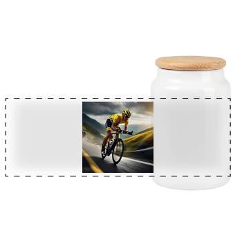 Victoire montagneuse : le Maillot Jaune attaque - Boîte à biscuits avec couvercle en bois - blanc - Devant