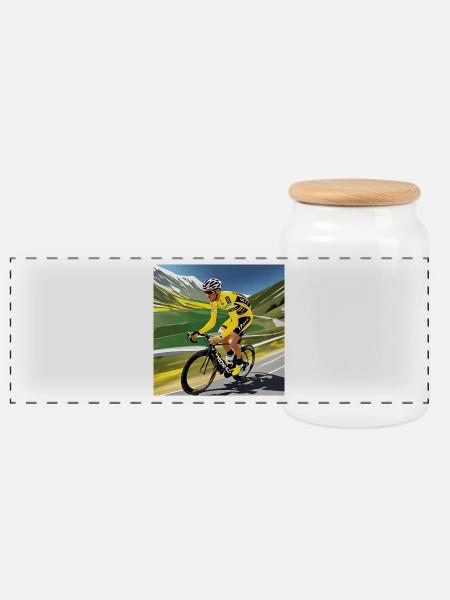 Retro-Radfahrer - Panorama Keksdose mit Holzdeckel - Weiß