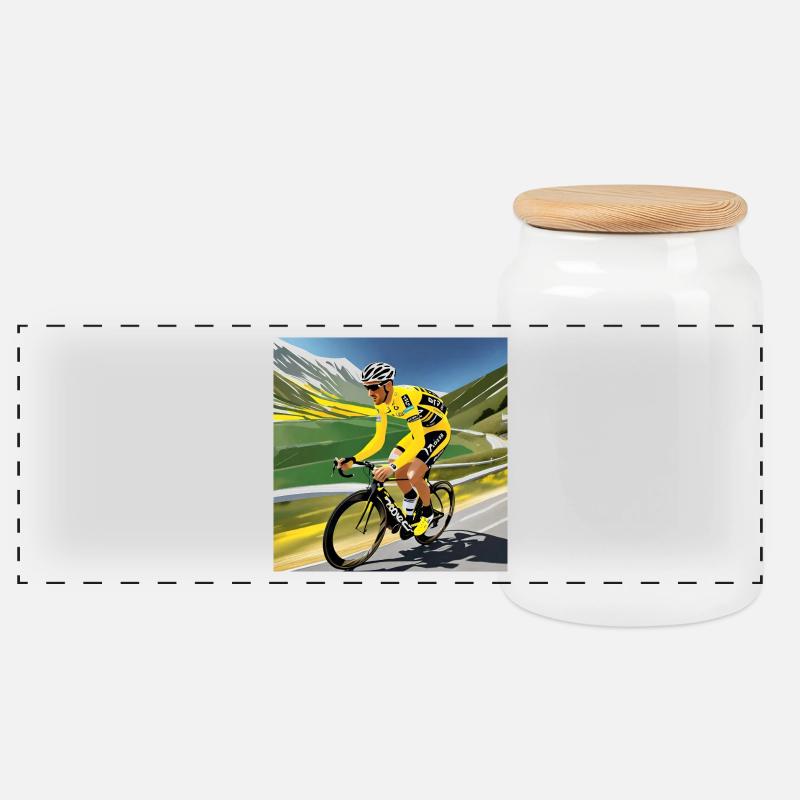Retro-Radfahrer - Panorama Keksdose mit Holzdeckel - Weiß