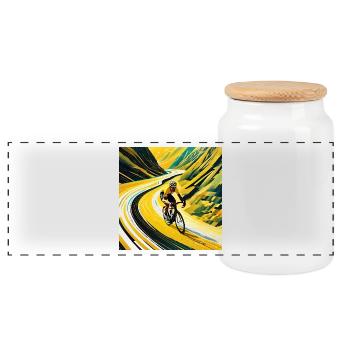 Peak Pursuit : l'envol du maillot jaune - Boîte à biscuits avec couvercle en bois - blanc - Devant