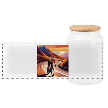 Mountain Majesty : course dans la lueur dorée - Boîte à biscuits avec couvercle en bois - blanc - Devant