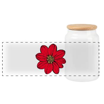 Blume rot rote Blume Blumen Geschenk - Panorama Keksdose mit Holzdeckel - Weiß - Vorne