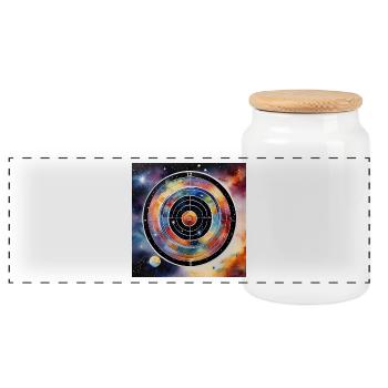 Dartboard Milky Way - Panoramic Cookie Jar with Wooden Lid - white - Front