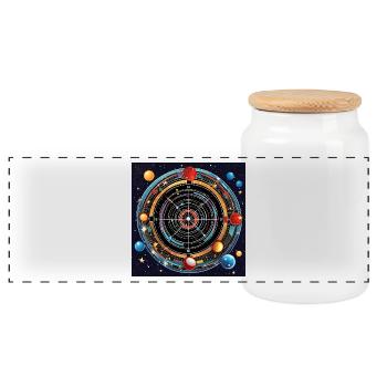 Planetary Precision - Galaxy Dartboard - Panoramic Cookie Jar with Wooden Lid - white - Front