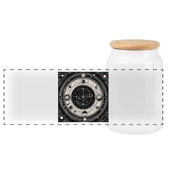 Dartboard Odyssey - Panoramic Cookie Jar with Wooden Lid - white - Front