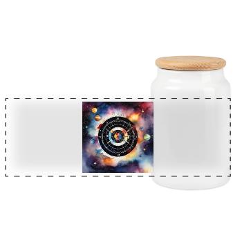 Kosmischer Dart-Karneval - Panorama Keksdose mit Holzdeckel - Weiß - Vorne