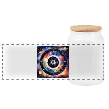 Universum des Darts - Panorama Keksdose mit Holzdeckel - Weiß - Vorne