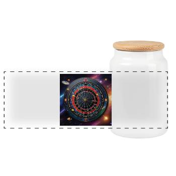 Astronomische Genauigkeit - Darts im Weltraum - Panorama Keksdose mit Holzdeckel - Weiß - Vorne
