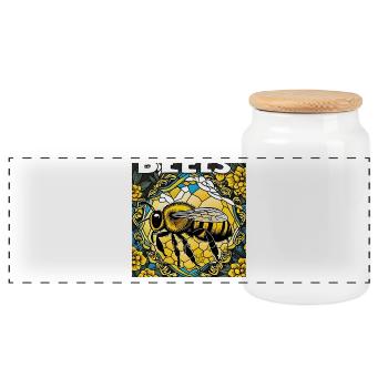 Abeille bourdonnante - Boîte à biscuits avec couvercle en bois - blanc - Devant
