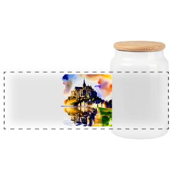 Mont Saint Michel, Frankreich - Panorama Keksdose mit Holzdeckel - Weiß - Vorne