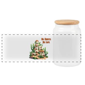 Cactus City No Siesta No Life - Panoramic Cookie Jar with Wooden Lid - white - Front