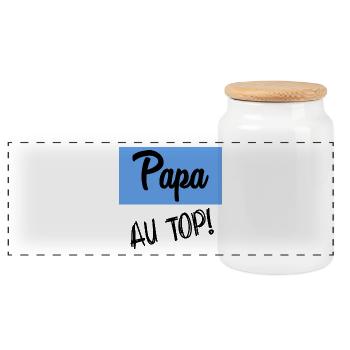 PAPA - Boîte à biscuits avec couvercle en bois - blanc - Devant