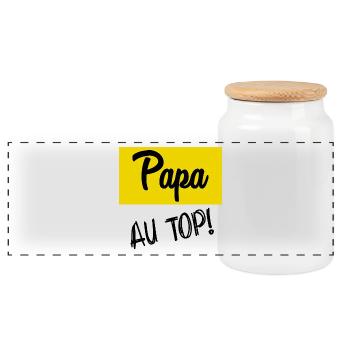 BONNE FÊTE PAPA. PAPA - Boîte à biscuits avec couvercle en bois - blanc - Devant