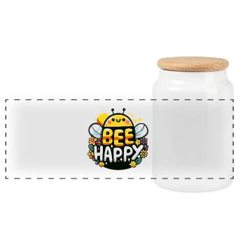 Abeille Heureuse Biene - Boîte à biscuits avec couvercle en bois - blanc - Devant