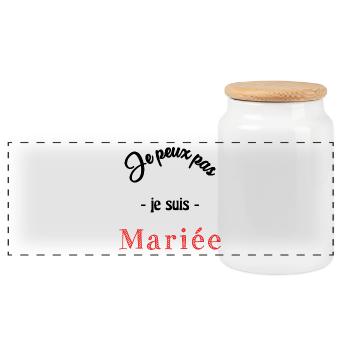 MARIEE. JE PEUX PAS. - Boîte à biscuits avec couvercle en bois - blanc - Devant