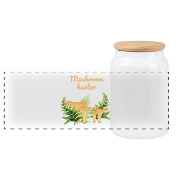 Mushroom hunter - Panoramic Cookie Jar with Wooden Lid - white - Front