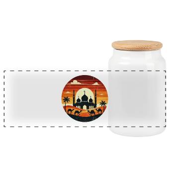 Marrakesh Mosque sunset - Panoramic Cookie Jar with Wooden Lid - white - Front