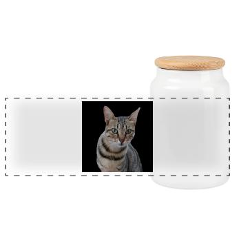Katze Katzen - Panorama Keksdose mit Holzdeckel - Weiß - Vorne