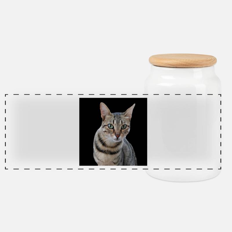 Katze Katzen - Panorama Keksdose mit Holzdeckel - Weiß