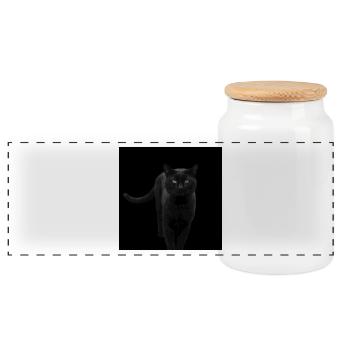 Chat noir Chat Chat Noir Chat Cadeau - Boîte à biscuits avec couvercle en bois - blanc - Devant