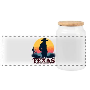 Cow-boy du Texas - Boîte à biscuits avec couvercle en bois - blanc - Devant